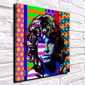 Pop Art Jim Morrison Acrylglas - 100 x 100 cm op Acrylaat glas + Inox Spacers / RVS afstandhouders - Popart Wanddecoratie