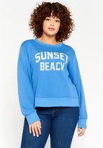 LOLALIZA Trui met opschrift - Blauw - Maat M