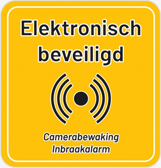 Sticker Elektronisch Beveiligd Camerabewaking 10x10cm | Inbraakalarm | Camerabewaking Sticker | Videobewaking sticker | UV & Waterproof