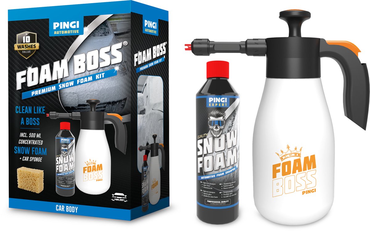 Pingi Foam Boss Premium snow foam sprayer kit auto voor 10 x autowassen