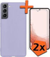 Samsung Galaxy S22 Plus Hoesje Met 2x Screenprotector - Samsung Galaxy S22 Plus Case Lila Siliconen - Samsung Galaxy S22 Plus Hoes Met 2x Screenprotector