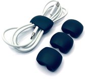 Kabel Organiser / Kabelbinders / Kabelclips | 4x | siliconen rubber | zwart