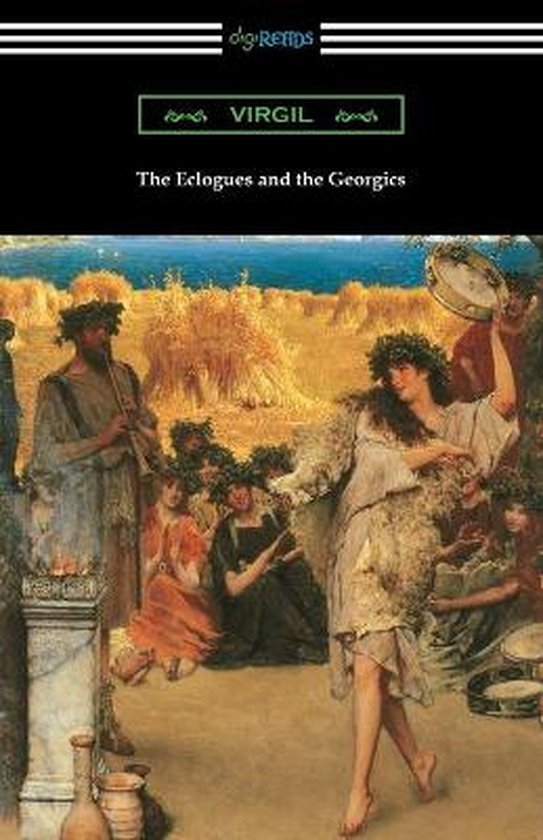 Les Éclogues et les Géorgiques, avec une peinture représentant une scène de la Grèce antique avec des personnes dansant et jouant de la musique.