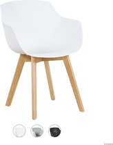 Eetkamerstoel - Set van 2 - Kunststof - Eiken Poten - Wit