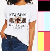 Dames T-shirt Kindness panterprint geel maat XL