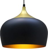 Bamyum Hanglamp Keukenlamp Hangend I Kreis I Ø30 cm E27 Metalen Retro Hanglamp Voor Alle Kamers - Zwart Gouden
