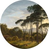 Muursticker Italiaans landschap met parasoldennen, Hendrik Voogd_Rijksmuseum -Ø 80 cm