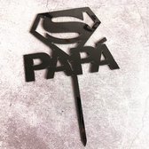 Taart Decoratie - Papa - Taarttopper - Vader - Zwart - Acryl