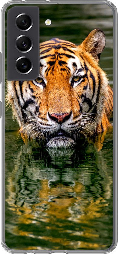 Coque Samsung Galaxy S21 FE - Tigre - Water - Réflexion - Siliconen