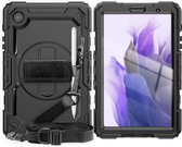Geschikt Voor: Samsung Galaxy Tab A7 Lite T220 Tablet Kids case - Armor Case - Schermbeschermer - ShockProof - Handstrap - met Schouderband - Zwart / Zwart - ZT Accessoires