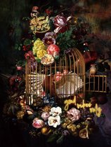 Glasschilderij - vogelkooi - bloemen - 80x120 cm - Wanddecoratie