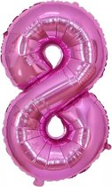 cijfer ballon - 8 Jaar - folie ballon- 80 cm- Roze