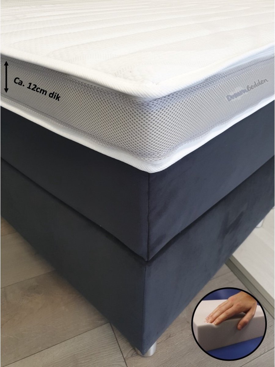 dreambedden Topper 130x220 - Prestige Aegis - Hybride schuim - Ondersteunend - Anti Allergie - Ca. 12cm dik - Stevig wit
