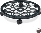 plantentrolley rond - metaal - binnen & buiten - antiek - Ø 38 cm - plantenonderzetter - groen