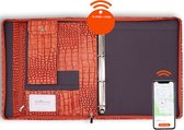 Safekeepers Leren Schrijfmap - Conferentiemap - Tablethoes & Laptopsleeve - Uitneembare Ringband A4 Kroko Roze