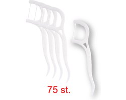 Floss STICKS - Tandenstokers - Flossen - Tanden flossen - Tand - Tanden - Tandenreiniging - Reinigen - 75stuks - Wit - Flossdraad.