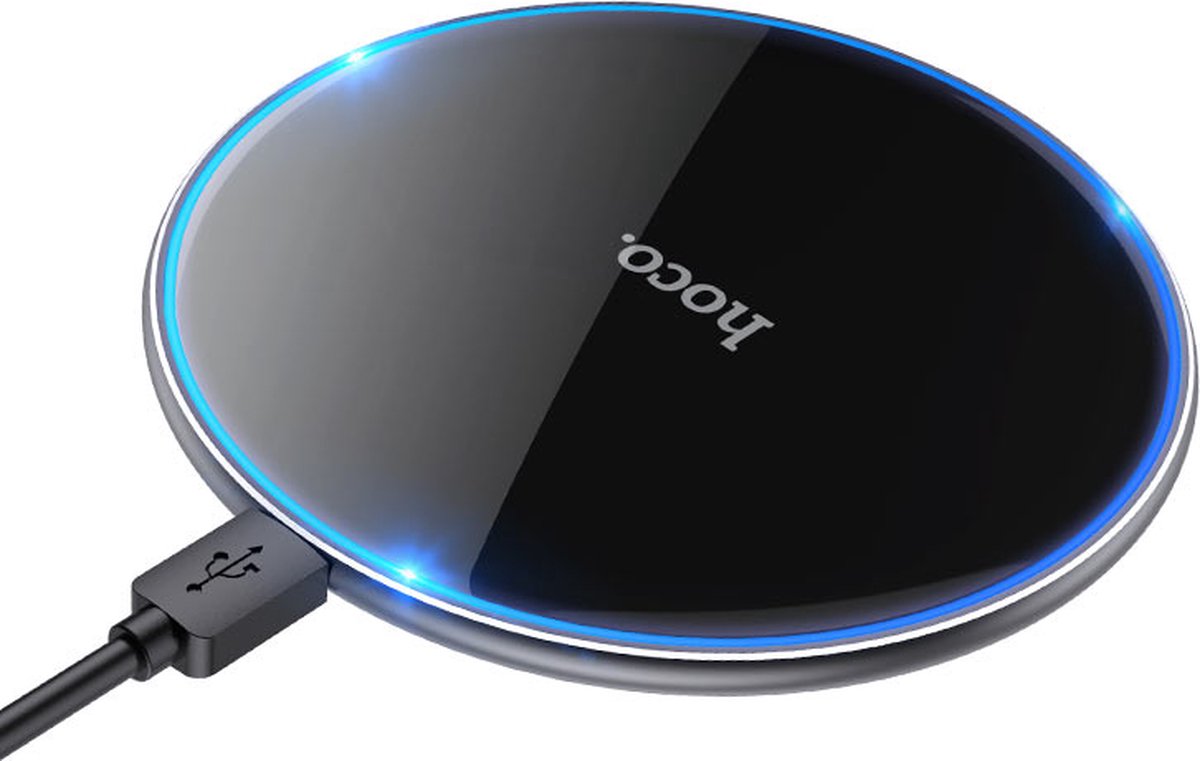 Hoco 15W Draadloze Fast Charge Oplader met USB-C Kabel Zwart