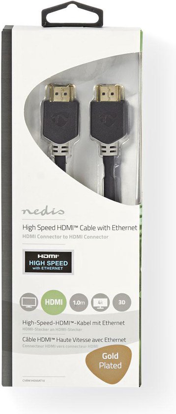 Câbles vidéo Nedis - Câble HDMI avec Ethernet - HDMI mâle pour HDMI mâle - 7.5  m - anthracite - rond
