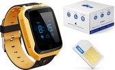 Mayma GPS Horloge Kind - Geel - Smartwatch Kinderen - Inclusief Zaklamp - Inclusief simkaart