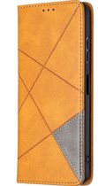Samsung Galaxy A22 5G Hoesje - Mobigear - Rhombus Slim Serie - Kunstlederen Bookcase - Cognac - Hoesje Geschikt Voor Samsung Galaxy A22 5G