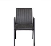 Livinn Zevenaar - Eetkamerstoel Cool met armleuning - Per 2 stuks - Eco-Leer Yacht Graphite (Antraciet) - Zwart metaal onderstel