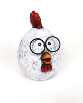 Terracotta egg chicken with glasses 9x11.5x13cm