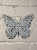 Metalen vlinder - wit - hoogte 18 x 24 x 1 cm - voor binnen en buiten - Woonaccessoires - Tuinaccessoires