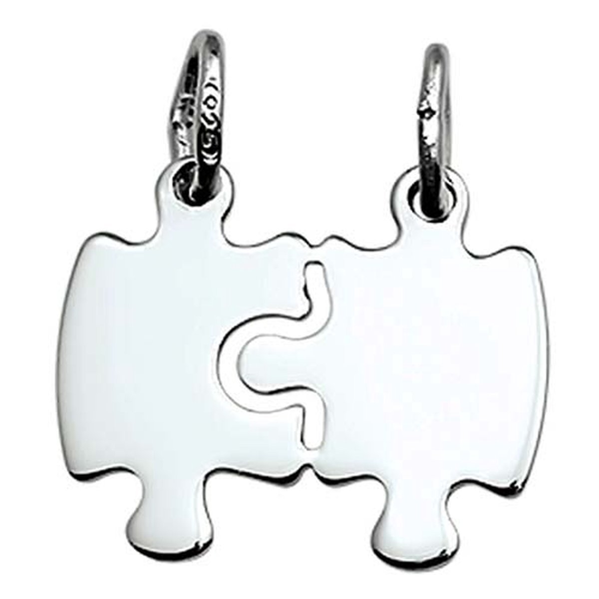 Vriendschapshartje® - BFF ketting - puzzelstukjes echt zilver - best friends hanger met 2 zilveren Jasseron kettingen 50cm 1mm - puzzel - breekhart