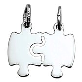 Vriendschapshartje®  - BFF ketting  - puzzelstukjes echt zilver - best friends hanger met 2 zilveren Jasseron kettingen 50cm 1mm - puzzel - breekhart