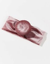 Little koekies - Donut haarband velvet - roze - kraamcadeau - Babyhaarbandje - Babygirl - Meisje  babyturban - babydonut