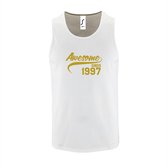 Witte TankTop met " Awesome sinds 1997 " print Goud size M