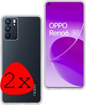 Oppo Reno 6 5G Hoesje Case - Oppo Reno 6 5G Case Transparant Hoes - Oppo Reno 6 5G Hoes Cover - Transparant - 2 Stuks