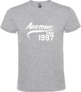 Grijs  T shirt met  "Awesome sinds 1997" print Wit size XS