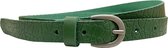 Riem Dames - Groen Leer - Tailleriem - 2 cm - Riemmaat 105 cm - (Totale Lengte 125 cm)