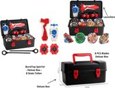 BurstTop Metal Assembled Gyro Deluxe Boxset - Tol voor beyblade -Tol voor blades -  Totaal 8 spin tollen, compleet met meerdere Launchers / Shooters