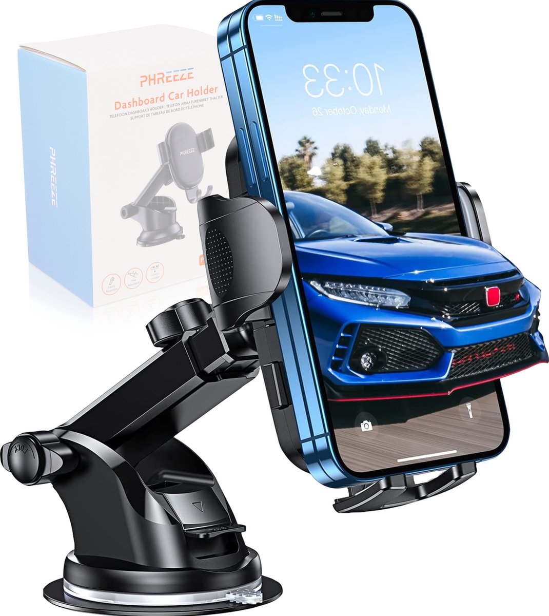 Universele Autohouder Telefoon Sterke Zuignap - Geschikt voor Dashboard - Voorruit - Raam - Bureau - Auto Accessoires - Telefoonhouders Auto - GSM - Smartphonehouder