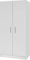 InspireMe-Kledingkast Garderobekast met planken en kledingstang - 2 deuren - ( 80cm -50cm- 193cm) - WIT - MARSALA 2D