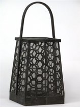 Metal Sqr Conic Lantern Black 24x22x54cm