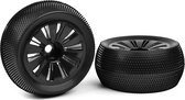 Team Corally - Off-Road 1/8 Truggy Tires - Glued on Black Rims - 1 pair