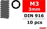 Team Corally - Staal stelschroeven M3 x 3mm - Binnenzeskant - 10 st