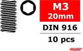 Team Corally - Staal stelschroeven M3 x 20mm - Binnenzeskant - 10 st