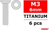 Team Corally - Titanium schroeven M3 x 6mm - Verzonkenkop binnenzeskant - 6 st