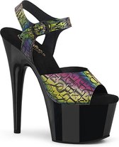 Pleaser Sandaal met enkelband, Paaldans schoenen -39 Shoes- ADORE-708N-LTP US 9 Multicolours/Zwart