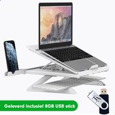 TrueLogic Alpha ergonomische laptopstandaard - Notebookstandaard - Geleverd inclusief 8 GB USB stick - Laptopverhoger - Laptophouder - Laptop standaard - Wit