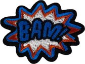 Bam Comic Style Tekstwolk Strijk Embleem Patch 6.5 cm / 5 cm / Blauw Rood