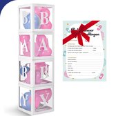 Babyshower Versiering Dozen met GRATIS 12 Babyshower voorspellingskaarten |Gender Reveal Pakket|Geboorte Decoratie Jongen en Meisje|Blauw en Roze Ballonnen