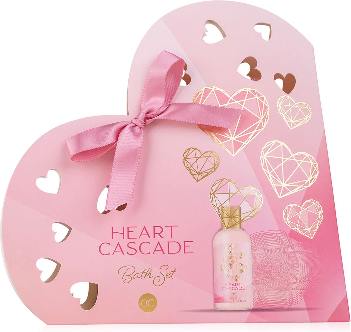 Goedkoopste Romantisch valentijns cadeau vrouw - Luxe body badset Heart Cascade - romantisch in prachtig hart - Magnolia droom - Kado vrouwen, moeder, vriendin, zus, oma, mama