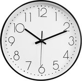 LW Collection horloge de cuisine blanc noir 30cm - petite horloge murale - horloge ronde blanc et noir - horloge murale noir