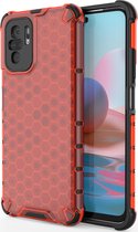 Xiaomi Redmi Note 10 4G Hoesje - Mobigear - Honeycomb Serie - Hard Kunststof Backcover - Rood - Hoesje Geschikt Voor Xiaomi Redmi Note 10 4G