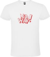 Wit T-shirt ‘No Way!’ Rood Maat 4XL